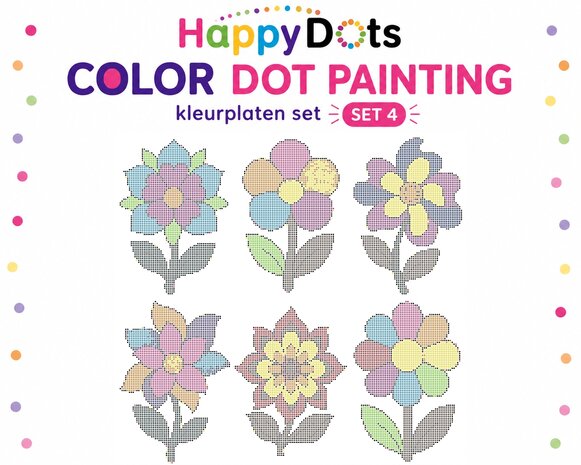 Ensemble de coloriages HappyDots Color Dot Painting Fleurs
