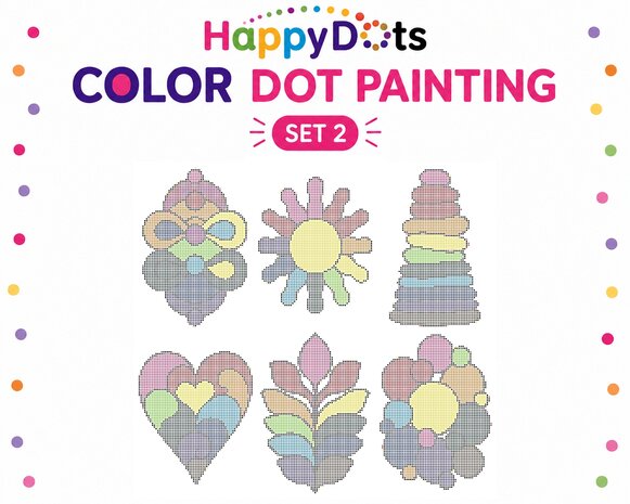 Ensemble de peinture &agrave; points de couleur HappyDots, format A4, abstrait et color&eacute;