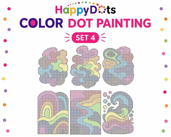 Ensemble de peinture &agrave; points de couleur HappyDots, format A4, abstrait et color&eacute;