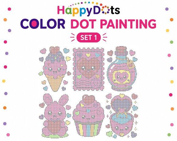 Kit de peinture &agrave; points HappyDots couleur Amour A4