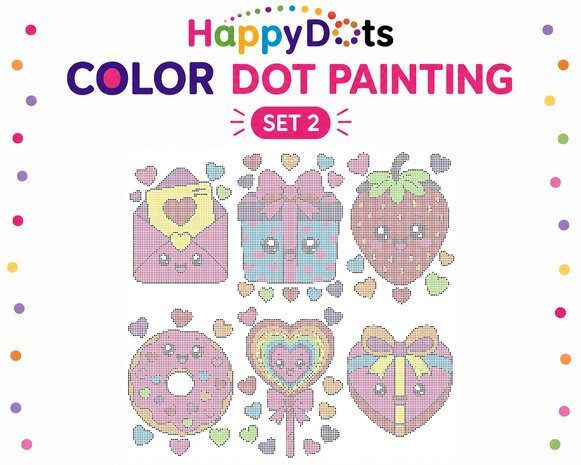 Kit de peinture &agrave; points HappyDots couleur Amour A4
