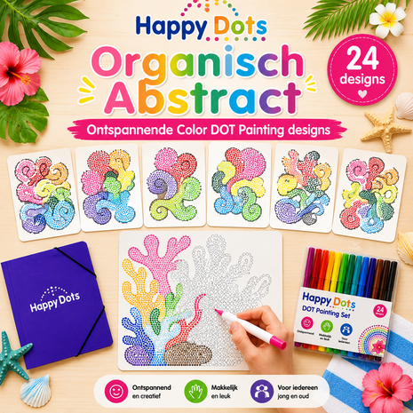 Ensemble de peinture &agrave; points de couleur HappyDots, abstrait organique, format A4