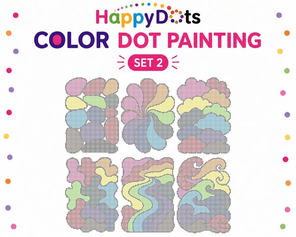 Ensemble de peinture &agrave; points de couleur HappyDots, abstrait organique, format A4