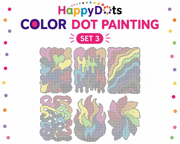 Ensemble de peinture &agrave; points de couleur HappyDots, abstrait organique, format A4