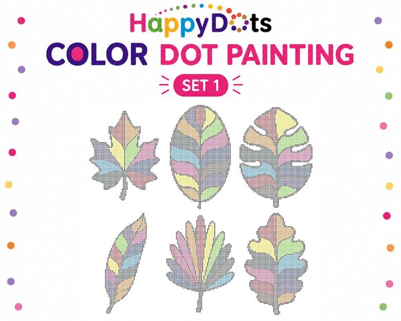 Kit de peinture &agrave; points HappyDots Color DOT Feuilles color&eacute;es A4