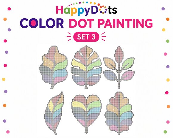 Kit de peinture &agrave; points HappyDots Color DOT Feuilles color&eacute;es A4