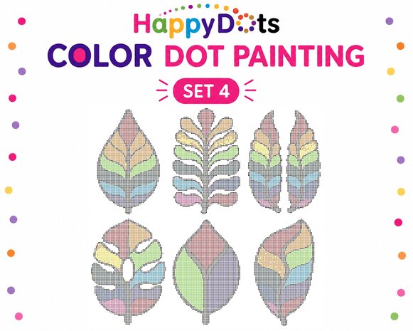Kit de peinture &agrave; points HappyDots Color DOT Feuilles color&eacute;es A4
