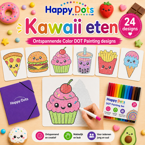 HappyDots Color DOT Ensemble de peinture Kawaii nourriture A4