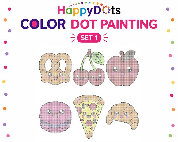 HappyDots Color DOT Ensemble de peinture Kawaii nourriture A4