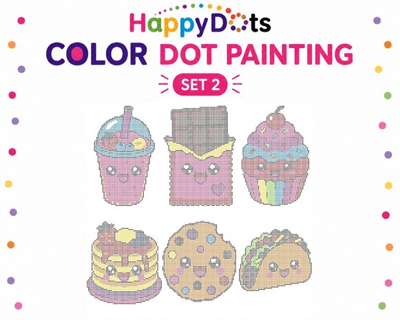 HappyDots Color DOT Ensemble de peinture Kawaii nourriture A4