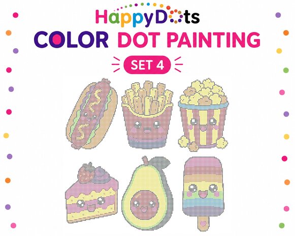 HappyDots Color DOT Ensemble de peinture Kawaii nourriture A4