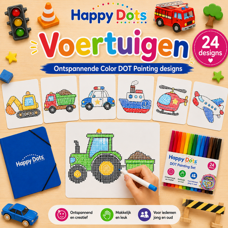 Kit de peinture &agrave; points HappyDots Color DOT V&eacute;hicules A4