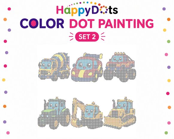 Kit de peinture &agrave; points HappyDots Color DOT V&eacute;hicules A4