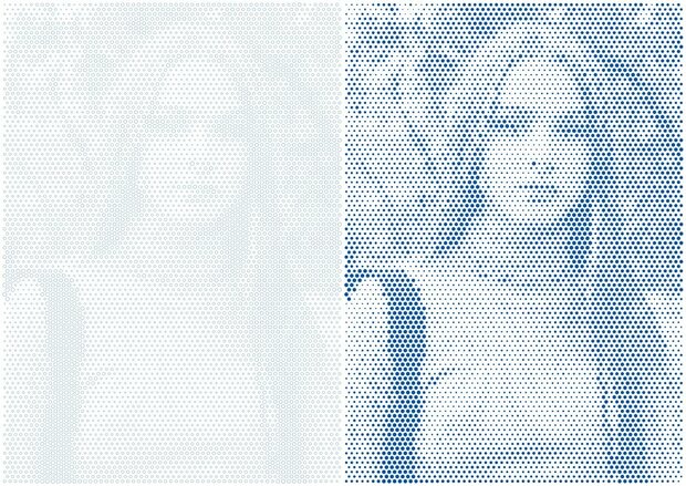 DOT Painting van eigen foto A4 Blauw inclusief 1 acryl stift (papier)