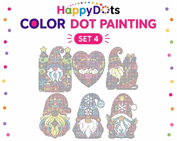 Kit de peinture &agrave; points HappyDots Gnomes de No&euml;l A4