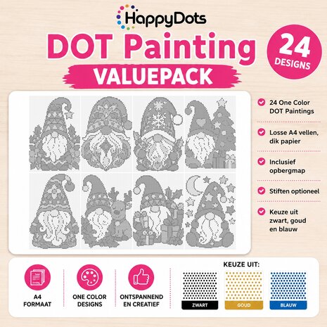 HappyDots DOT Painting Lot Gnomes de No&euml;l &ndash; 24 feuilles