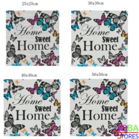 Diamond Painting Home Sweet Home Papillons 30x30cm