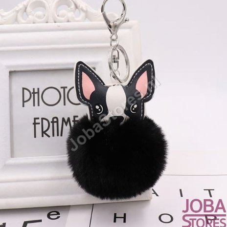 Pom Pom Sleutelhanger Hond Zwart