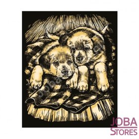 Kras Tekening Senior "Sequin Art" Puppies Goud