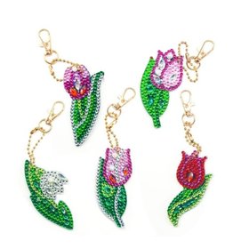 Diamond Painting Ensemble de porte-clés Tulipes (5 pièces)