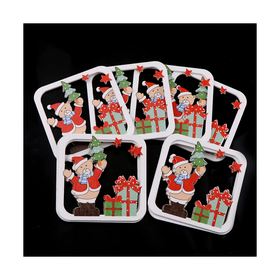 Pendentifs de Noël en bois Carré Blanc (10 pièces)