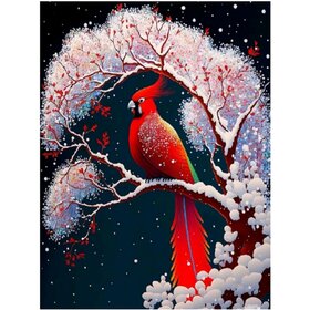 Diamond Painting Winter Bird 09 (taille et forme des pierres au choix)