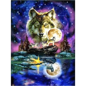 Diamond Painting Loups 08 (taille et forme des pierres au choix)