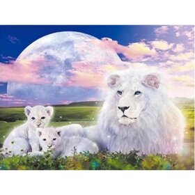 Diamond Painting White Lion avec oursons (taille et forme de pierres au choix)
