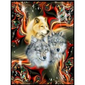 Diamond Painting Trois Loups (taille et forme de pierres au choix)