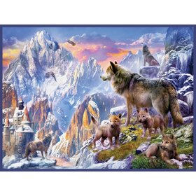 Diamond Painting Loups dans les montagnes (taille et forme de pierres au choix)