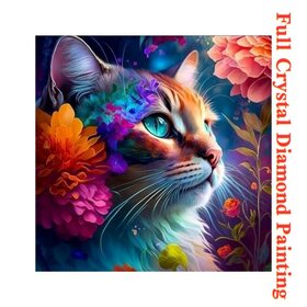 Crystal Diamond Painting Chat parmi les fleurs 01 30x30cm