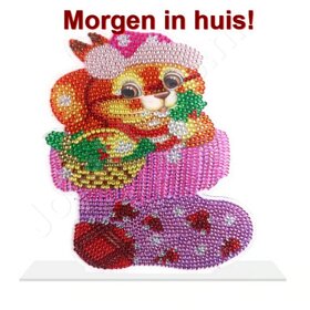 Diamant Peinture Debout Ornement de Noël Chaussette de Noël 02 (18cm)