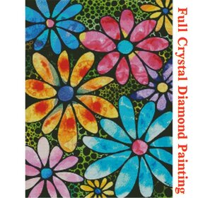 Crystal Diamond Painting Fleurs colorées 01 (taille au choix)