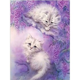 Diamond Painting Deux chatons blancs (taille et forme des pierres de votre choix)