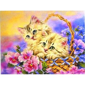 Diamond Painting Chatons dans un panier (taille et forme des pierres de votre choix)