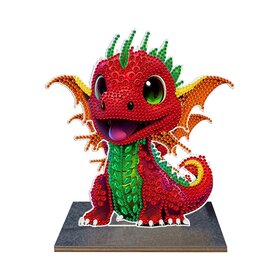 Diamond Painting Ornement debout en bois Petit dragon (20cm)