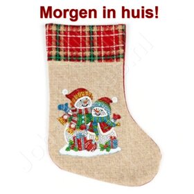 Diamond Painting Noël Chaussette 01 (Bonhommes de Neige/30cm)