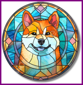 Diamond Painting Chien en vitrail - Akita 03
