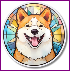 Diamond Painting Chien en vitrail - Akita 05