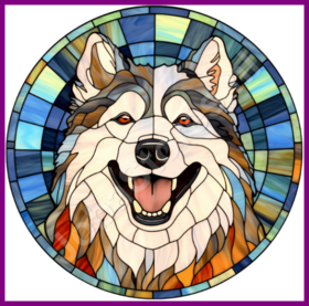 Diamond Painting Chien en vitrail - Alaska Malamute 04