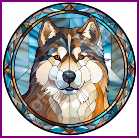 Diamond Painting Chien en vitrail - Alaska Malamute 05