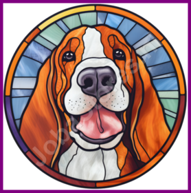 Diamond Painting Chien en Vitrail - Basset Hound 01