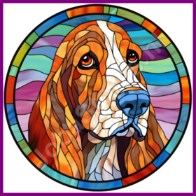 Diamond Painting Chien en Vitrail - Basset Hound 02