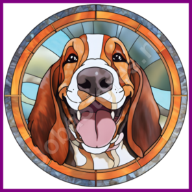 Diamond Painting Chien en Vitrail - Basset Hound 03
