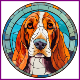 Diamond Painting Chien en Vitrail - Basset Hound 04