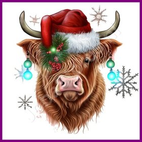 Diamond Painting Écossais des Highlands Noël 05