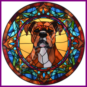 Diamond Painting Vitrail Chien - Boxer 04