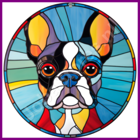 Diamond Painting Chien en vitrail - Boston Terrier 01