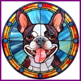 Diamond Painting Chien en vitrail - Boston Terrier 02
