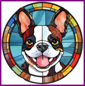 Diamond Painting Chien en vitrail - Boston Terrier 04